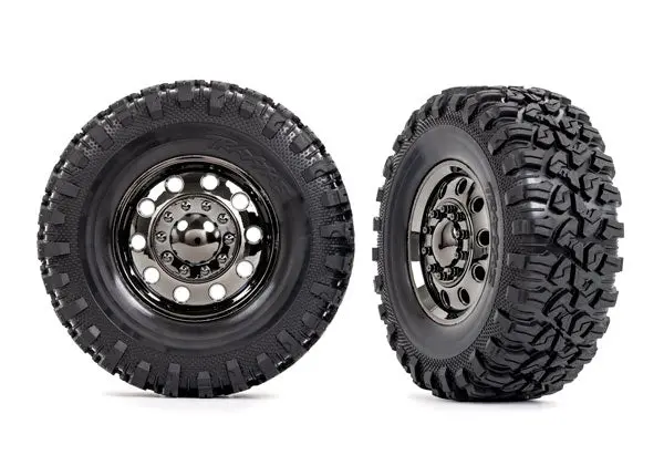 Trx-6 Big Rig 4.6X2.2" Canyon Rt Pre-Glued Front Tires, Black Chrome (2) 1