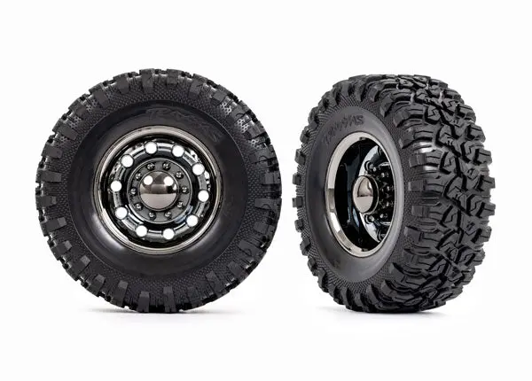 Trx-6 Big Rig 4.6X2.2" Canyon Rt Pre-Glued Rear Tires, Black Chrome (2) 1