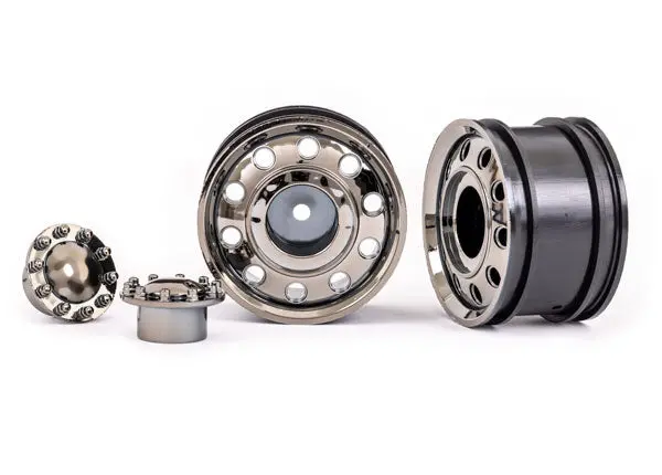Trx-6 Big Rig 2.2" Front Wheels W/ Center Caps, Black Chrome (2) 1