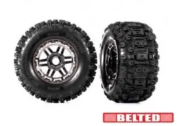 Sledgehammer Belted Pre-Glued Maxx Tires, Black Chrome (2) 1