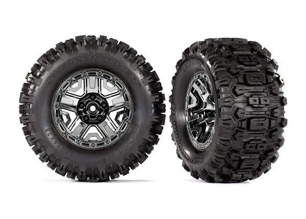 Hoss Sledgehammer 2.8" Pre-Glued Tires, Front/Rear, Black Chrome (2) 1