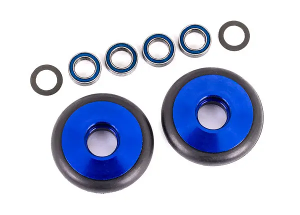 Aluminum Wheelie Bar Wheels W/ Bearings & O-Rings, Blue (2) 1