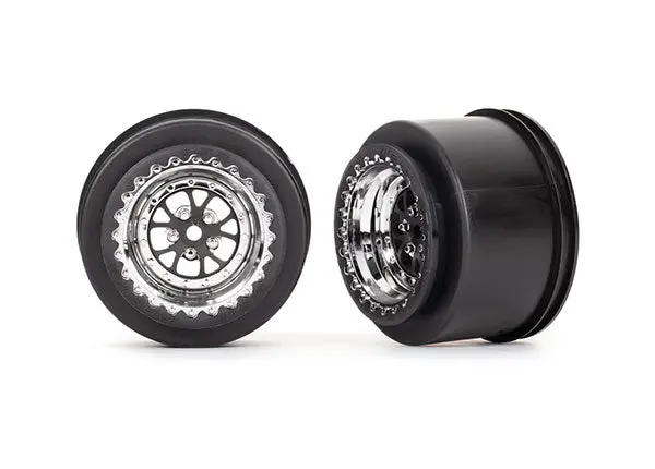 Weld Racing Drag Wheels, Rear, Chrome W/ Black (2) 1