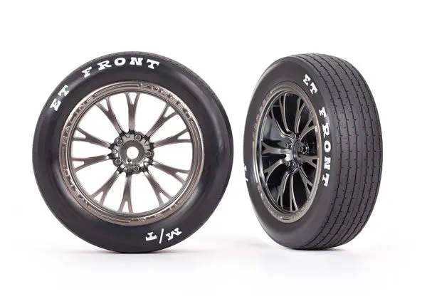 Mickey Thompson Et Front Drag Tires On Weld Wheels, Satin Black Chrome (2) 1