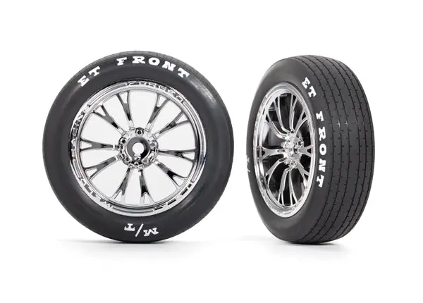 Mickey Thompson Et Front Drag Tires On Weld Wheels, Chrome (2) 1