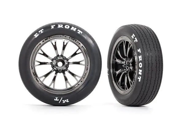 Mickey Thompson Et Front Drag Tires On Weld Wheels, Black Chrome (2) 1