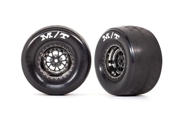 Mickey Thompson Et Rear Drag Tires On Weld Wheels, Black Chrome (2) 1