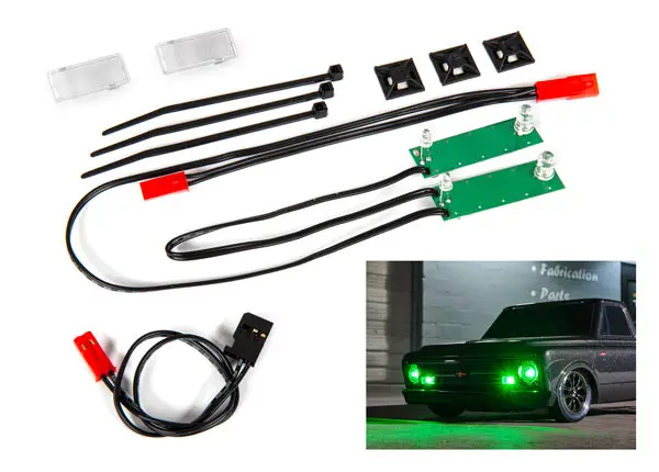 Drag Slash Led Front Headlight Set For Chevy C-10 Body, Green 1