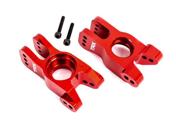 Left & Right Aluminum Stub Axle Carriers, Red 1