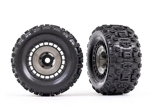 3.8" Tires & Wheels, Black 1