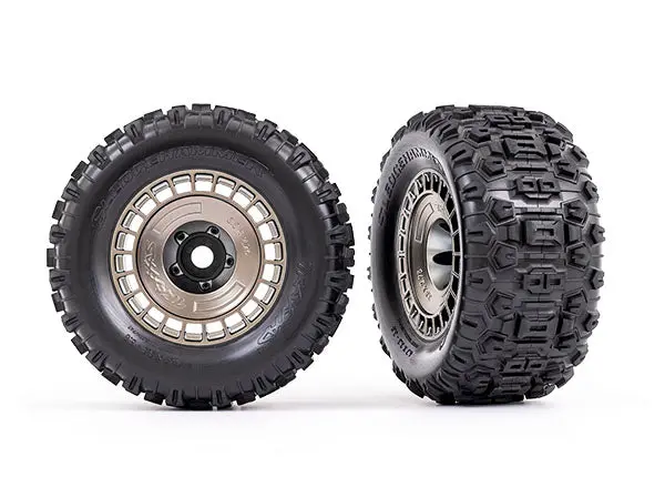 3.8" Tires & Wheels, Satin Black Chrome 1