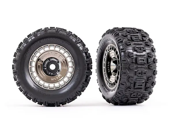 3.8" Tires & Wheels, Black Chrome 1