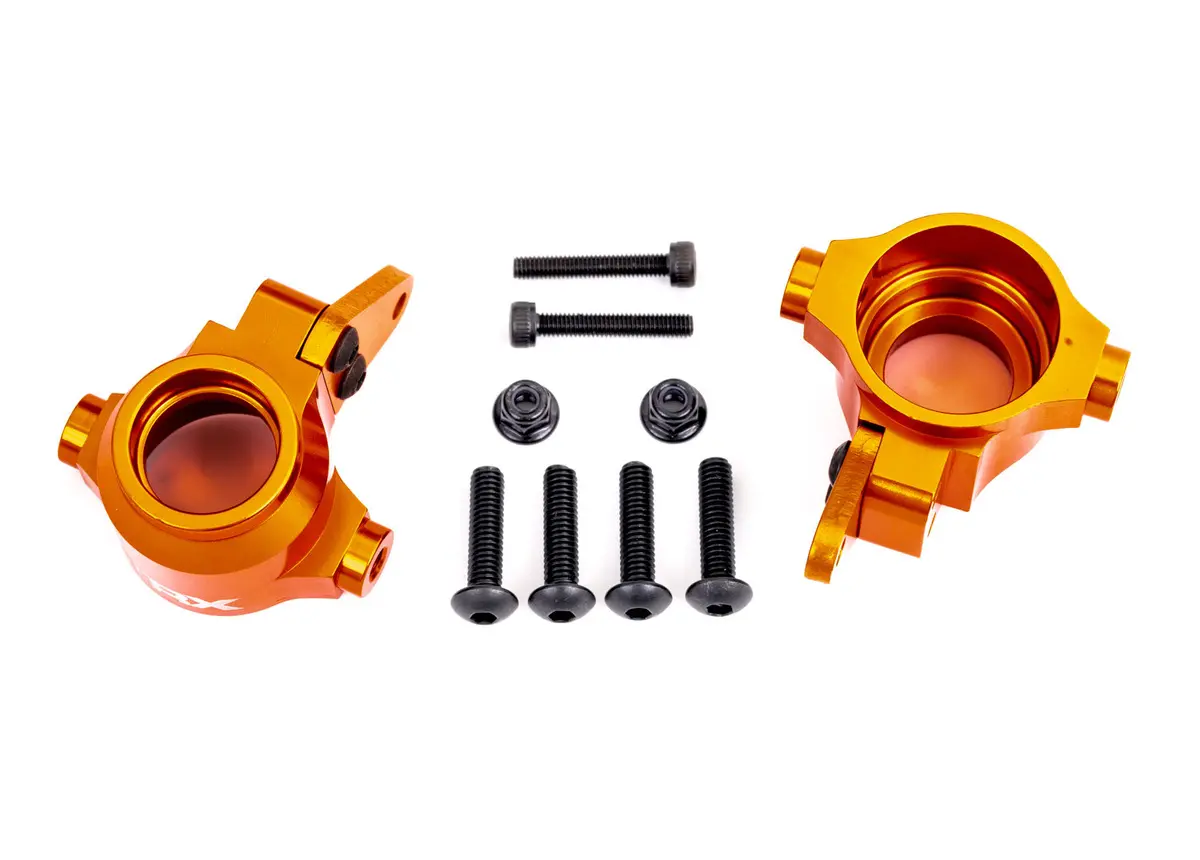 Left & Right Aluminum Steering Blocks, Orange 1