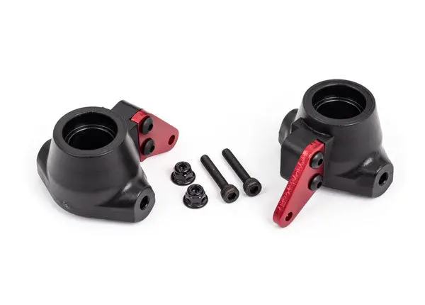 Left & Right Steering Blocks W/ Aluminum Arms, Red 1