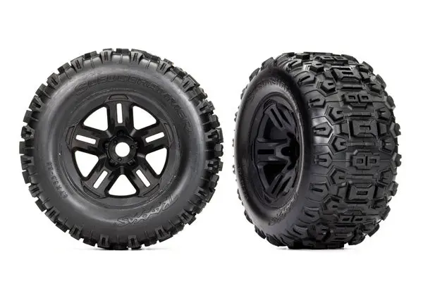 Sledge 3.8" Sledgehammer Pre-Glued Front/Rear Tires, Black (2) 1
