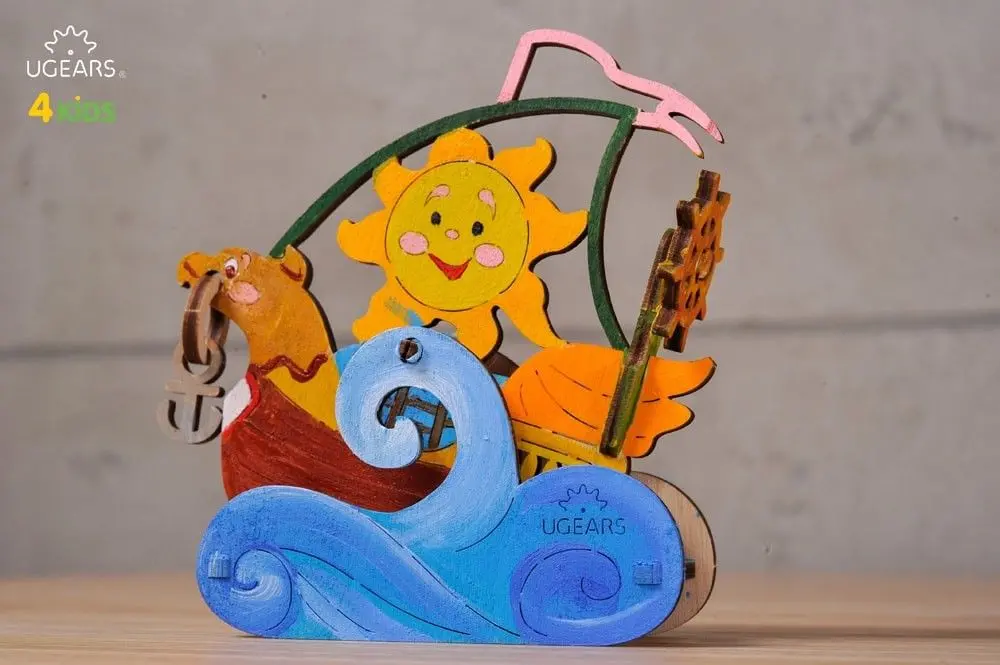Ugears Sailboat 3D-Puzzle Coloring Model - 17 Pieces 1