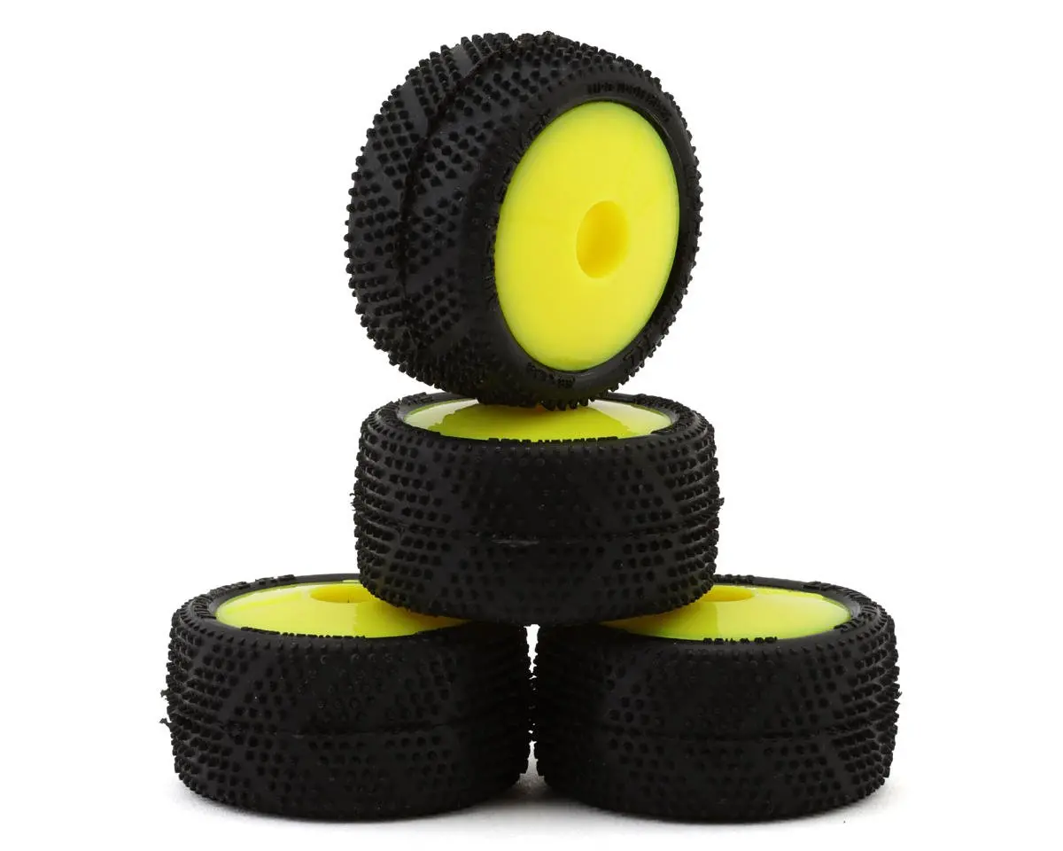 Micro Spiker Pre-Glued Carpet Tires For Losi Micro-T, Yellow (4) 1