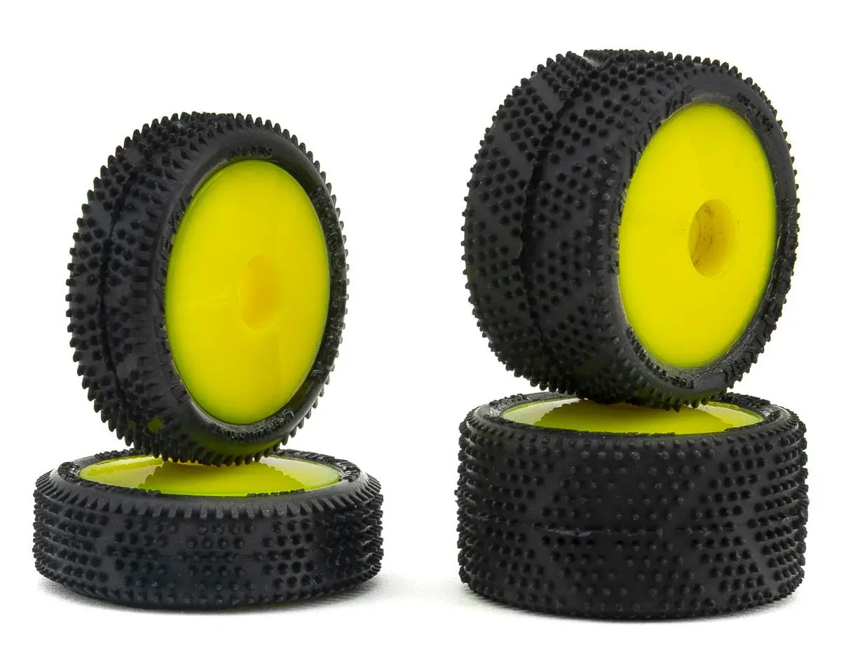 Micro Spiker Pre-Glued Carpet Tires For Losi Micro-B, Yellow (4) 1