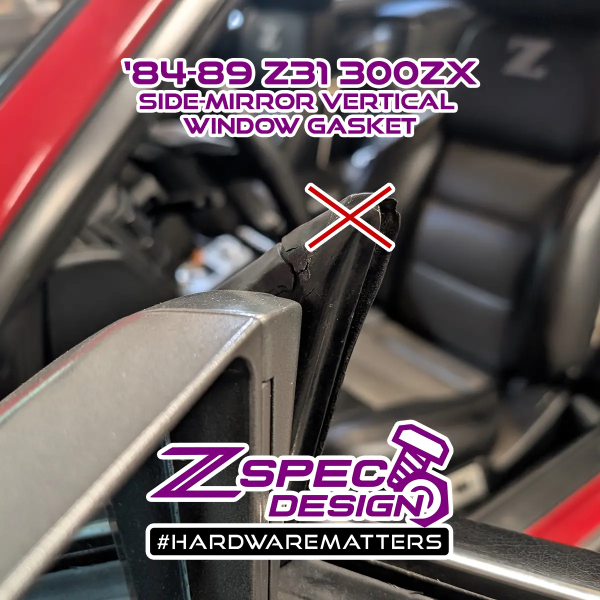 Zspec Side-Mirror Vertical Window Channel Seal For Nissan 300Zx Z31, Per Each 1