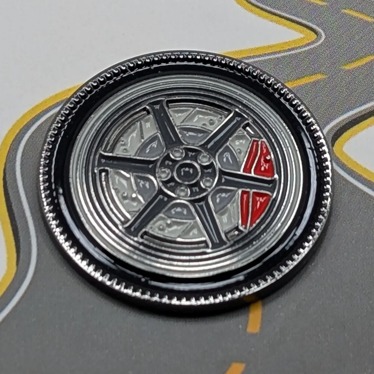 Zspec Wheel Pin - 6-Spoke Design - Great For Lapels, Hats, Backpacks 1
