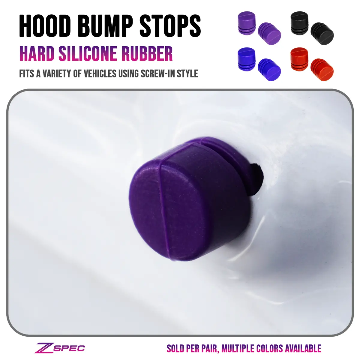 Zspec Hood Bump Stops, Hard Silicone Rubber, 2-Pack 1