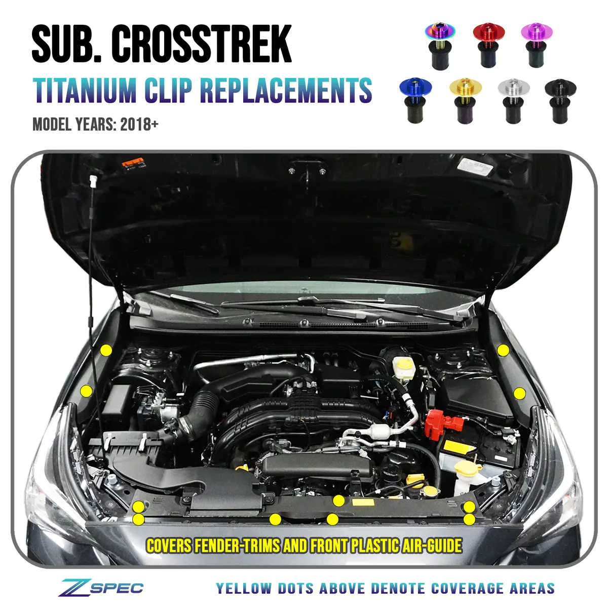Zspec Titanium Plastic Clips Replacement Kit For Subaru Crosstrek '18-24 1