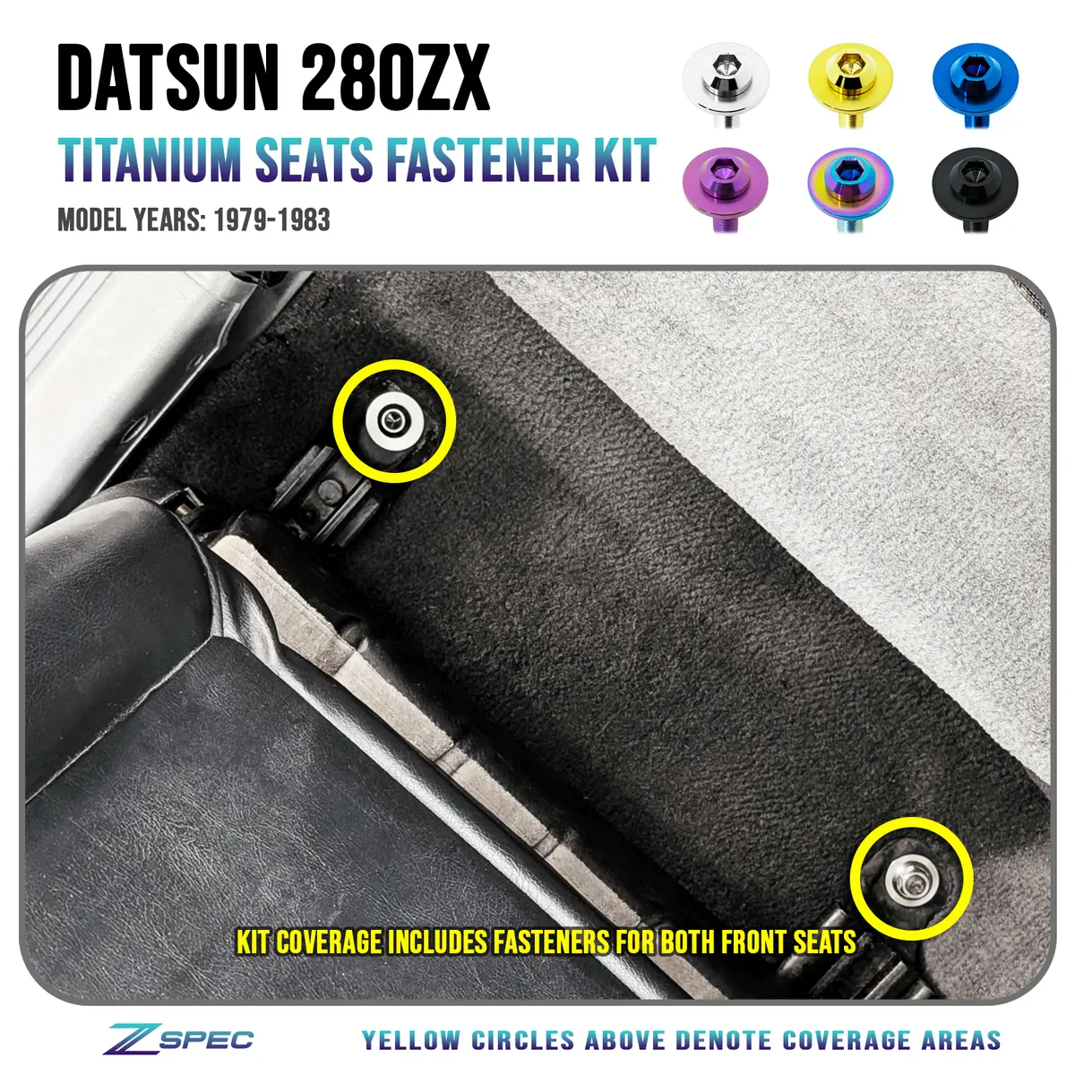 Zspec Titanium Front-Seats Fastener Kit For The Datsun 280Zx S130 Platform 1