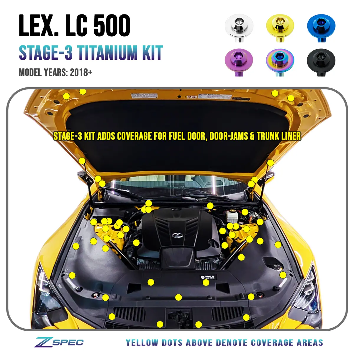 Zspec Stage-3 Dress Up Bolts® Hardware Kit For Lexus Lc 500, Titanium 1