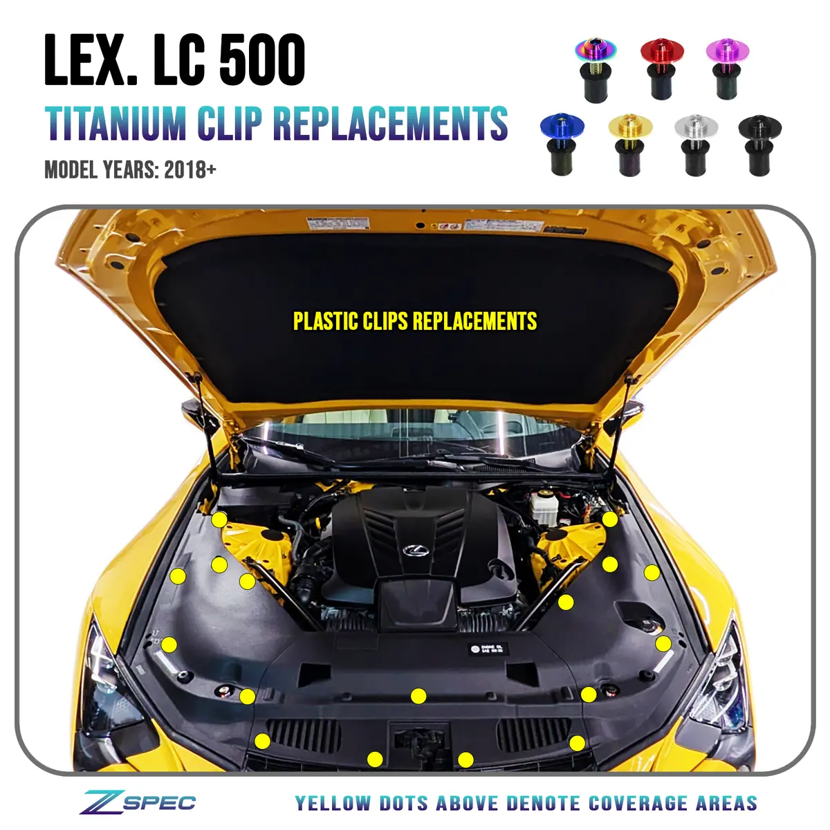 Zspec Plastic Clips Hardware Kit For Lexus Lc 500, Titanium W/ Well Nuts 1