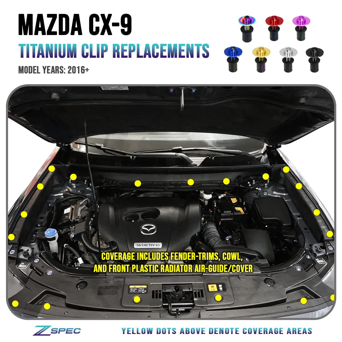 Zspec Titanium Clip Replacements Fastener Kit For The Mazda Cx-9 1