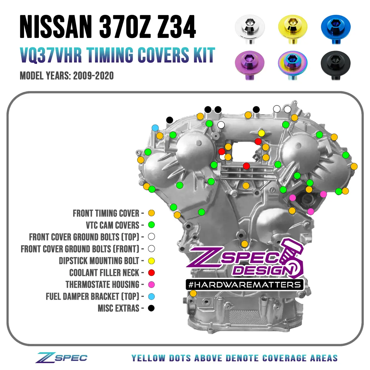 Zspec Vq37vhr Front-Engine Dress Up Fastener Kit, 370Z / G37, Titanium 1