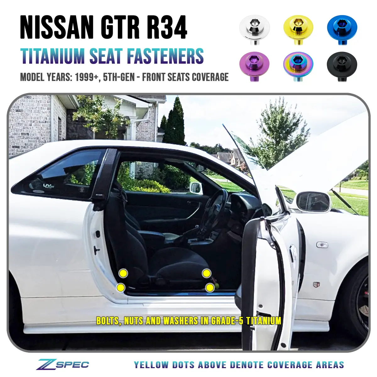 Zspec Titanium Front-Seats Fastener Kit For The Nissan Skyline Gtr R34 1