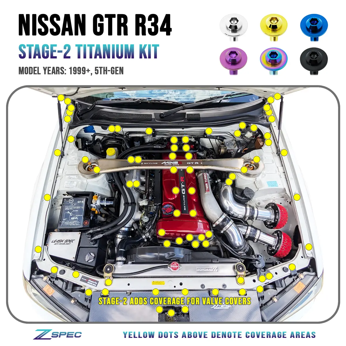 Zspec Stage-2 Titanium Hardware Kit For The Nissan Skyline Gtr R34, Rb26dett 1