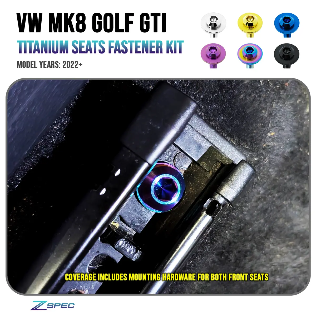 Zspec Titanium Dress Up Bolts Seat Fastener Kit For '22+ Vw Mk8 Golf Gti 1