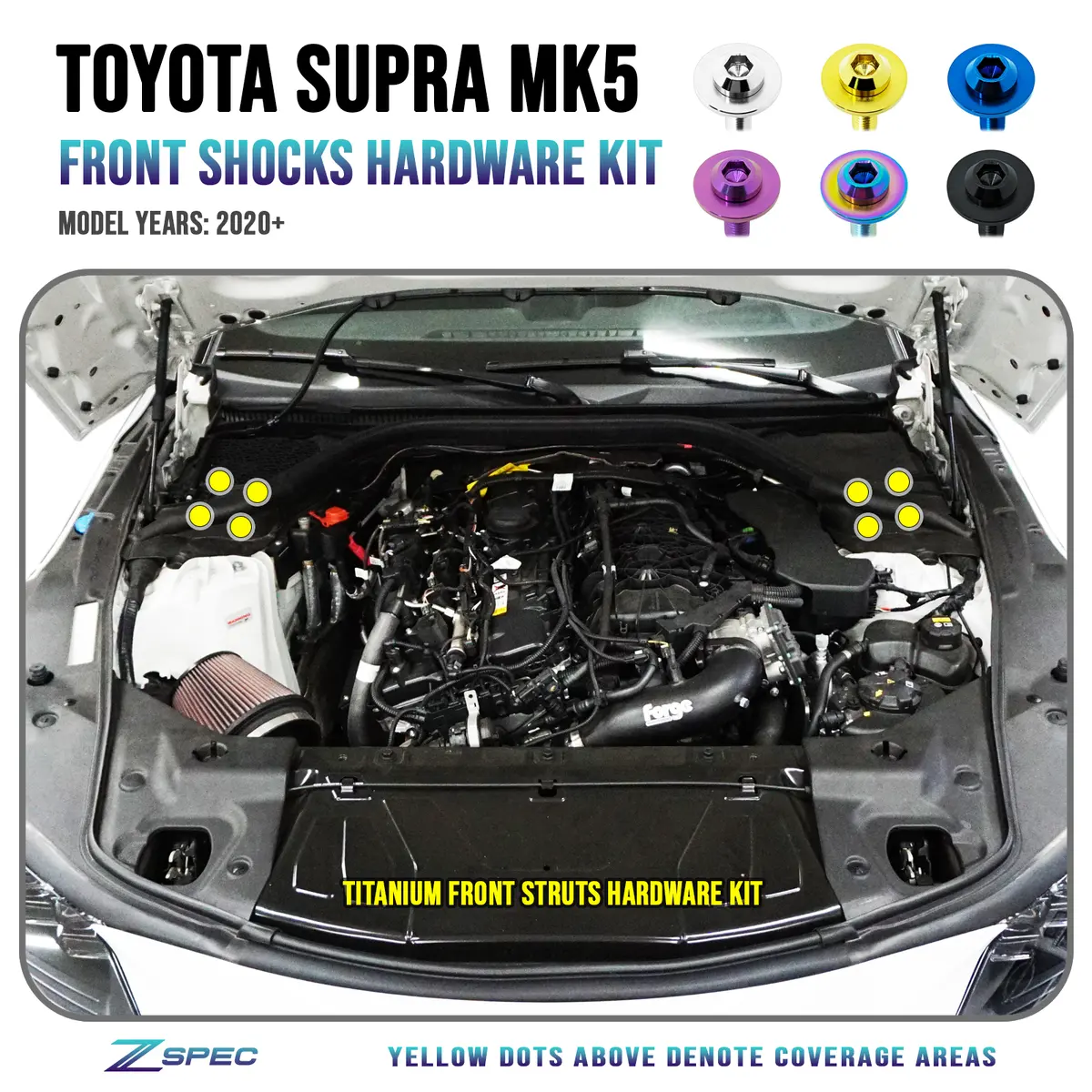 Zspec Front Struts Fastener Kit For '20+ Toyota Supra Mkv Gr A90, Grade-5 Titanium 1