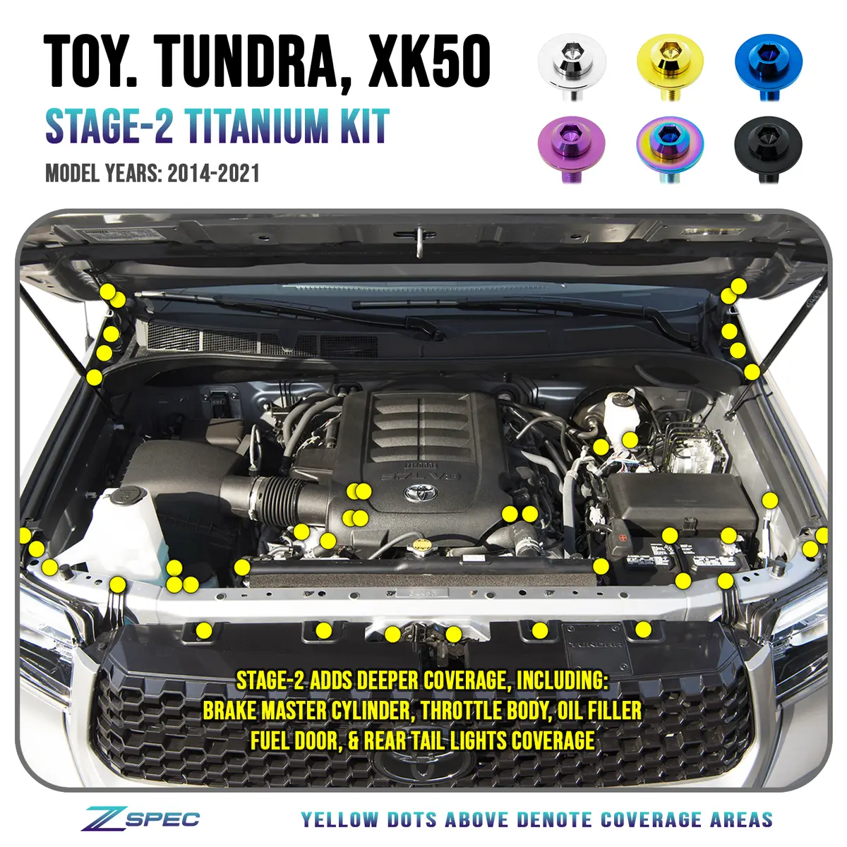 Zspec Stage-2 Fastener Kit For The Tundra Xk50, Grade-5 Titanium 1