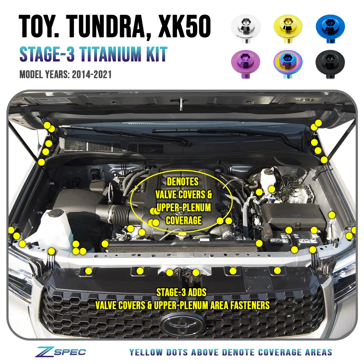 Zspec Stage-3 Fastener Kit For The Tundra Xk50, Grade-5 Titanium 1