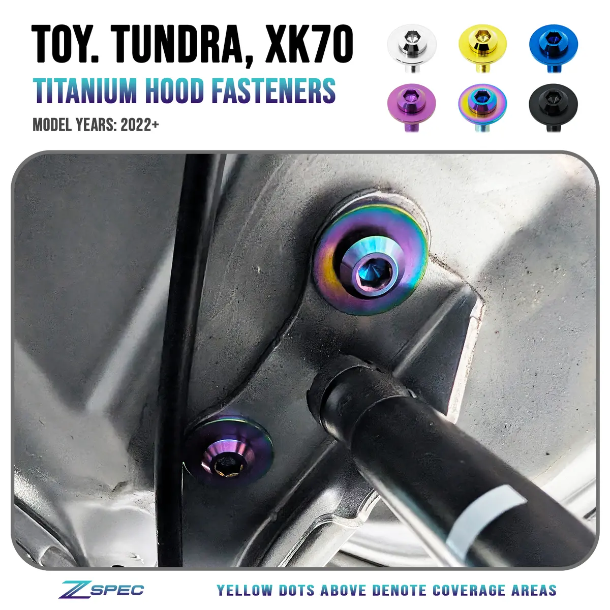 Zspec Hood Fastener Kit For The '22+ Tundra Xk70, Grade-5 Titanium Hardware 1