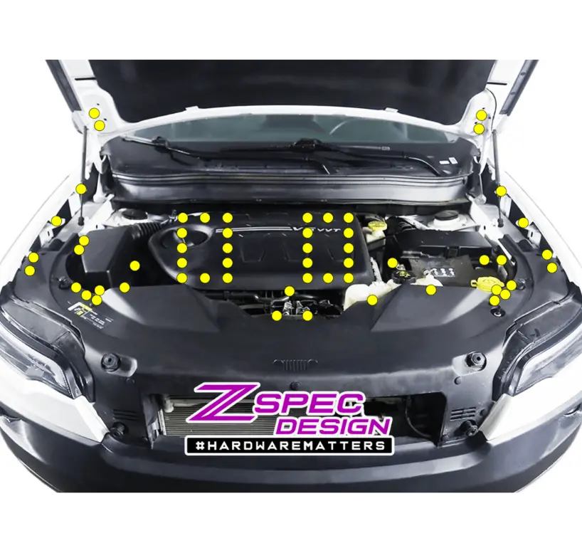 Zspec Stage-2 Dress Up Bolts® Fastener Kit For '14-20 Jeep Cherokee W/V6, Stainless & Billet 1