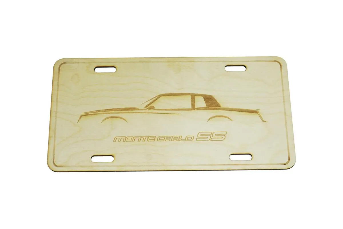 Zspec Chevy Monte Carlo Ss Cut-Away License Plate, Birch, Ornamental 1