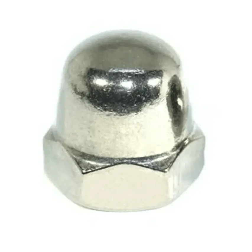 Zspec M10 X 1.25 Acorn Nut W/Flat Washer, Sus304 Stainless, Semi-Polished 1