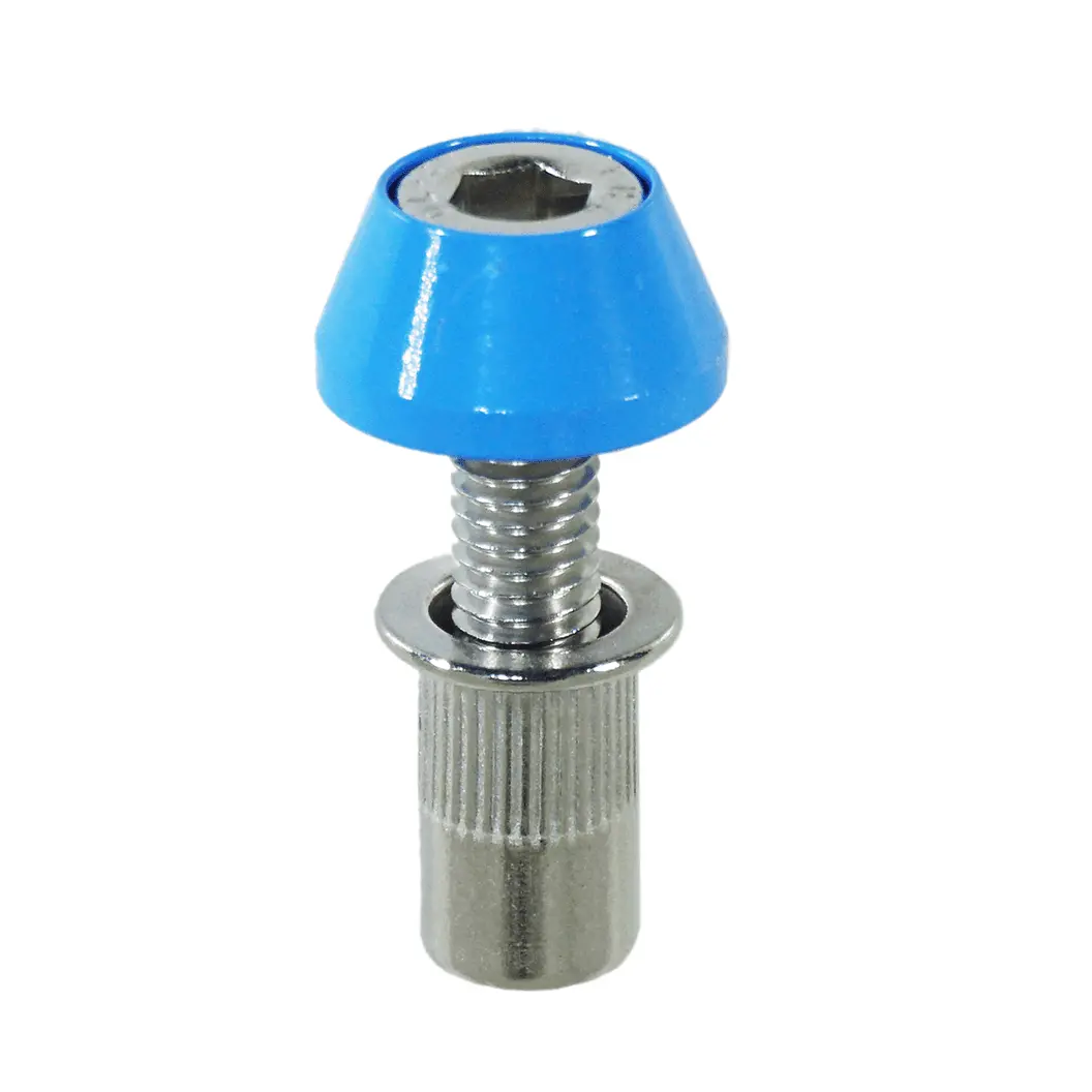 Zspec Body Kit Fastener, Billet-Angled Finish Washer & Stainless M6x20mm Bolt, W/ Rivet Nut, Per Each 4