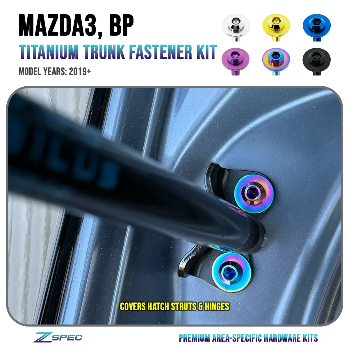 Zspec Trunk-Area Hardware Kit For The '19+ Mazda3 2.5 Turbo Bp, Titanium 1