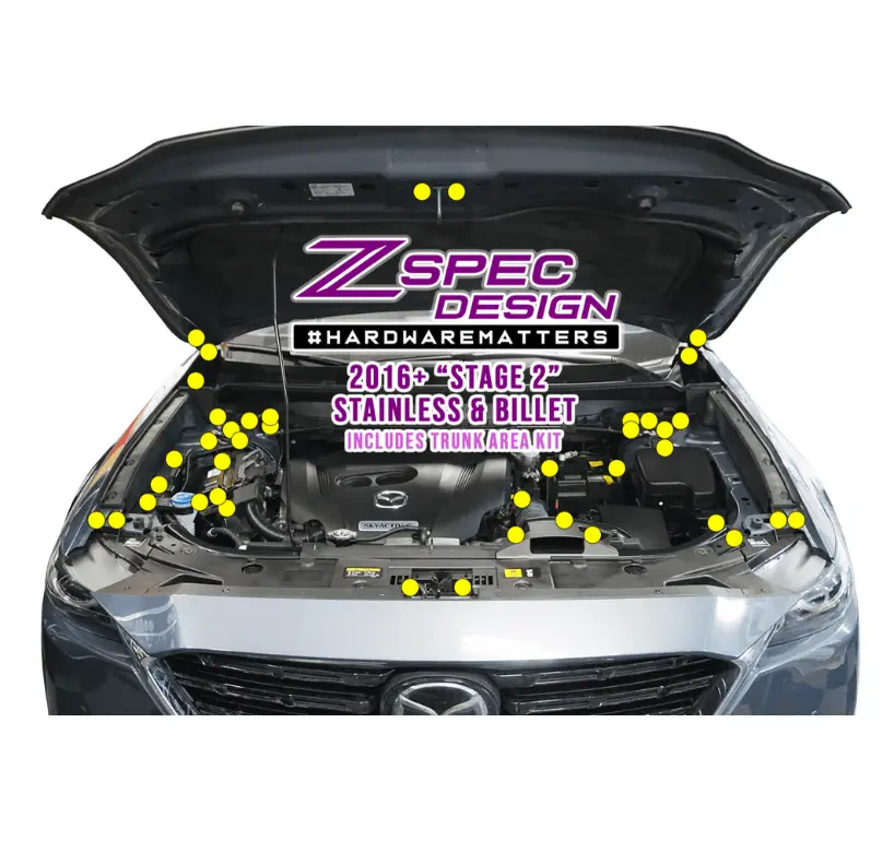 Zspec Stage-2 Dress Up Bolts® Fastener Kit For '17-23 Mazda Cx-5, Stainless & Billet 1