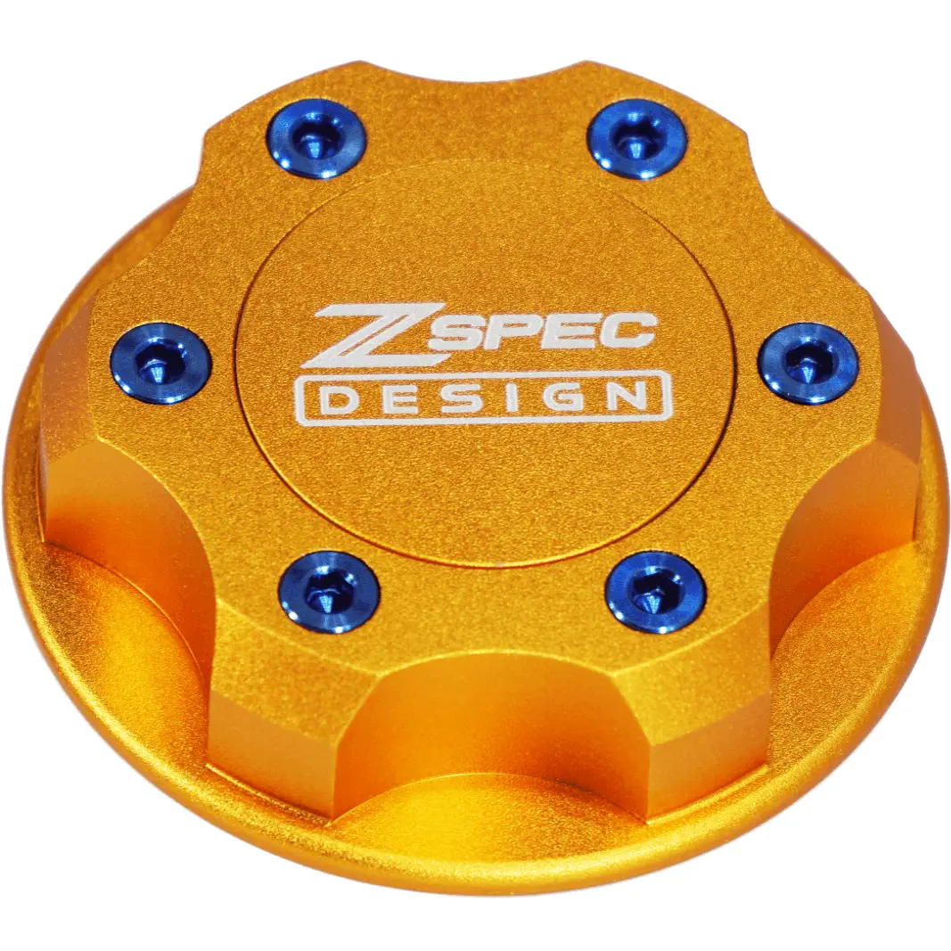 Zspec Billet Oil Filler Cap For Nissan/Infiniti/Datsun, Orange-Gold Cap W/Titanium Accents 3