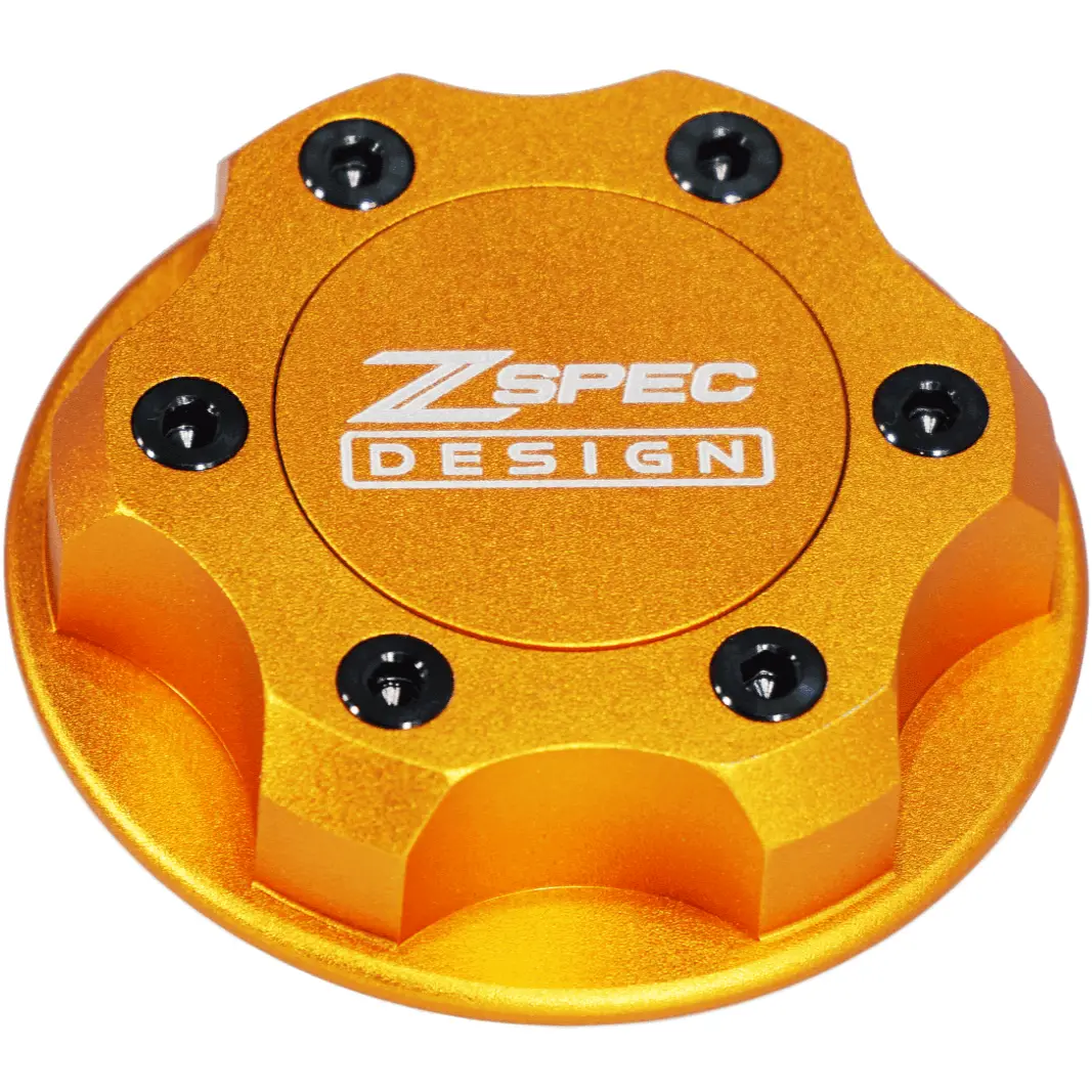 Zspec Billet Oil Filler Cap For Nissan/Infiniti/Datsun, Orange-Gold Cap W/Titanium Accents 2