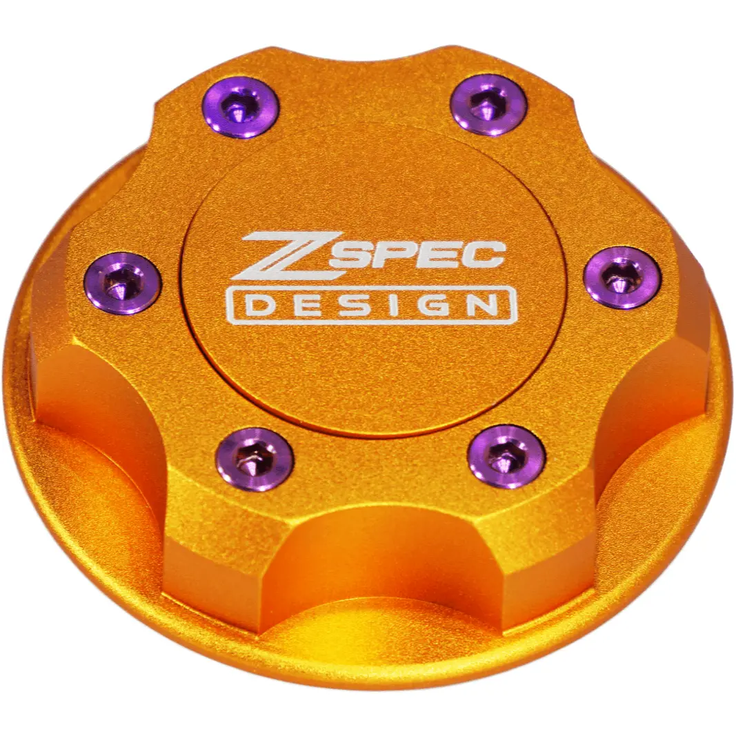 Zspec Billet Oil Filler Cap For Nissan/Infiniti/Datsun, Orange-Gold Cap W/Titanium Accents 6