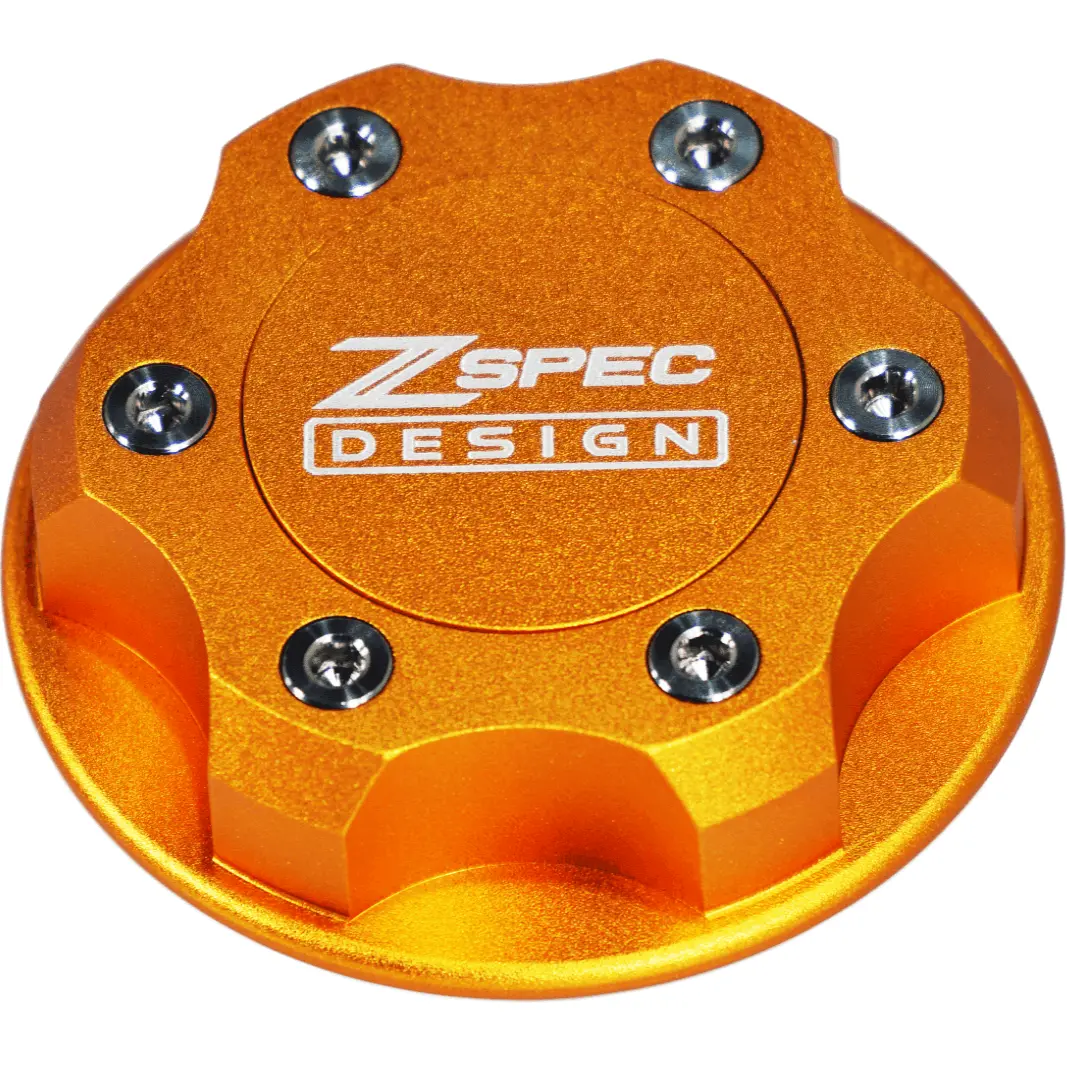 Zspec Billet Oil Filler Cap For Nissan/Infiniti/Datsun, Orange-Gold Cap W/Titanium Accents 4