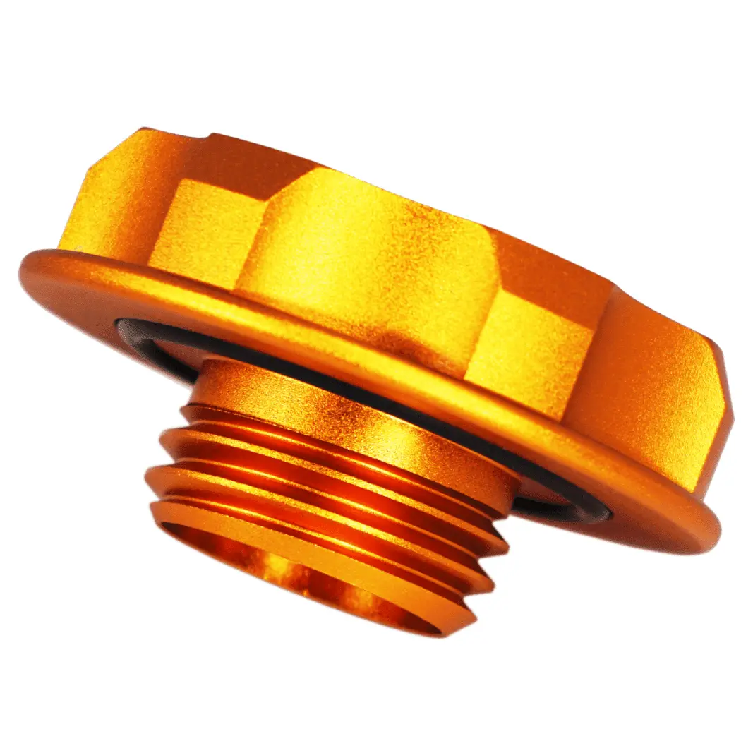 Zspec Billet Oil Filler Cap For Nissan/Infiniti/Datsun, Orange-Gold Cap W/Titanium Accents 5