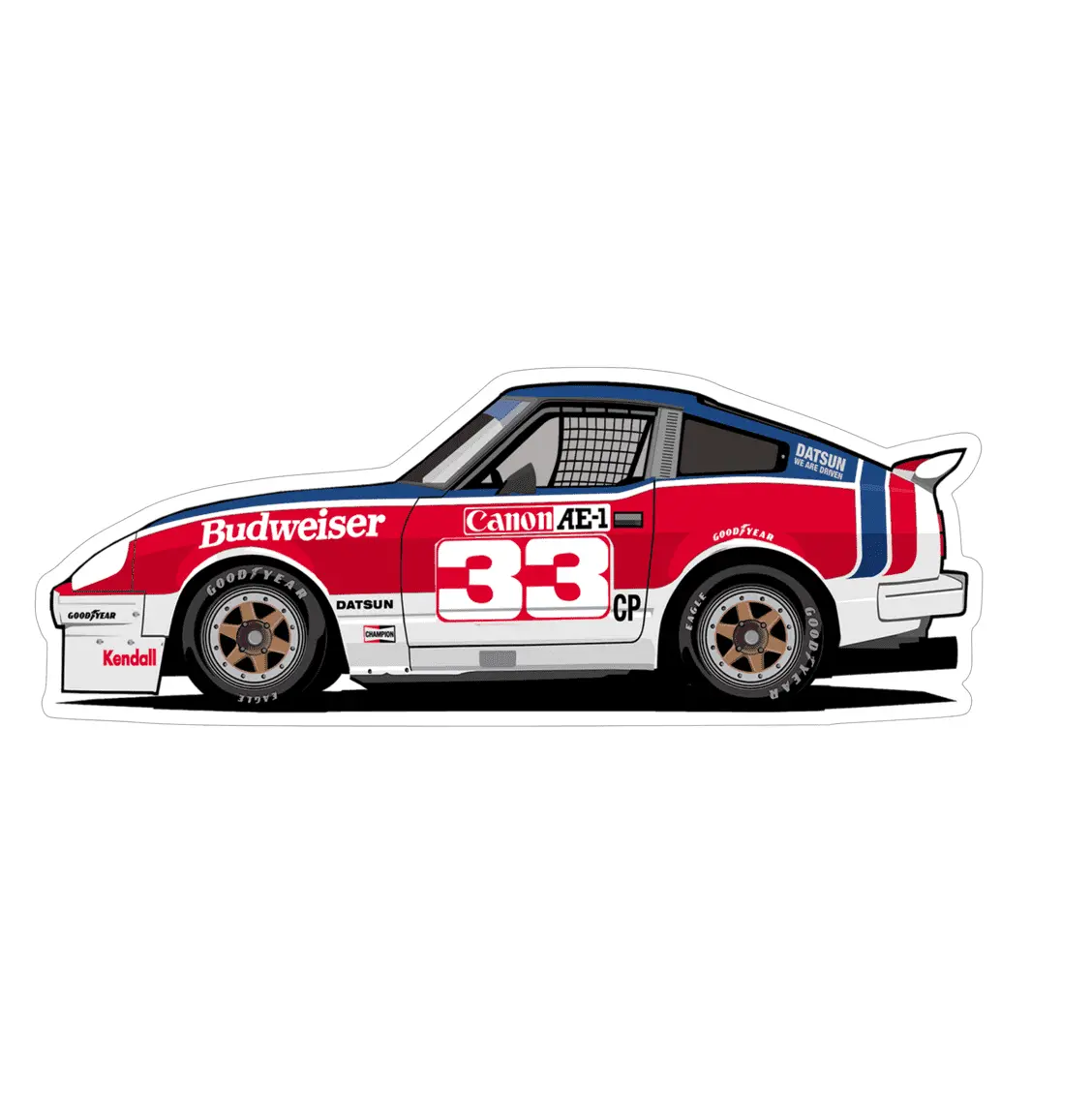 Datsun 240Z Race Car Vinyl Decal / Sticker, Bsr #33 Style 1